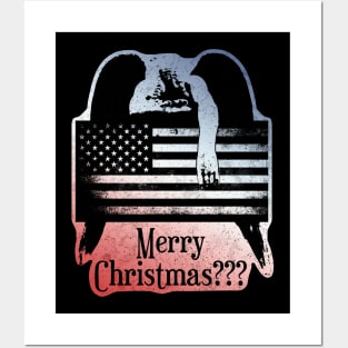 Weeping Angel - USA Flag - Merry Christmas Posters and Art